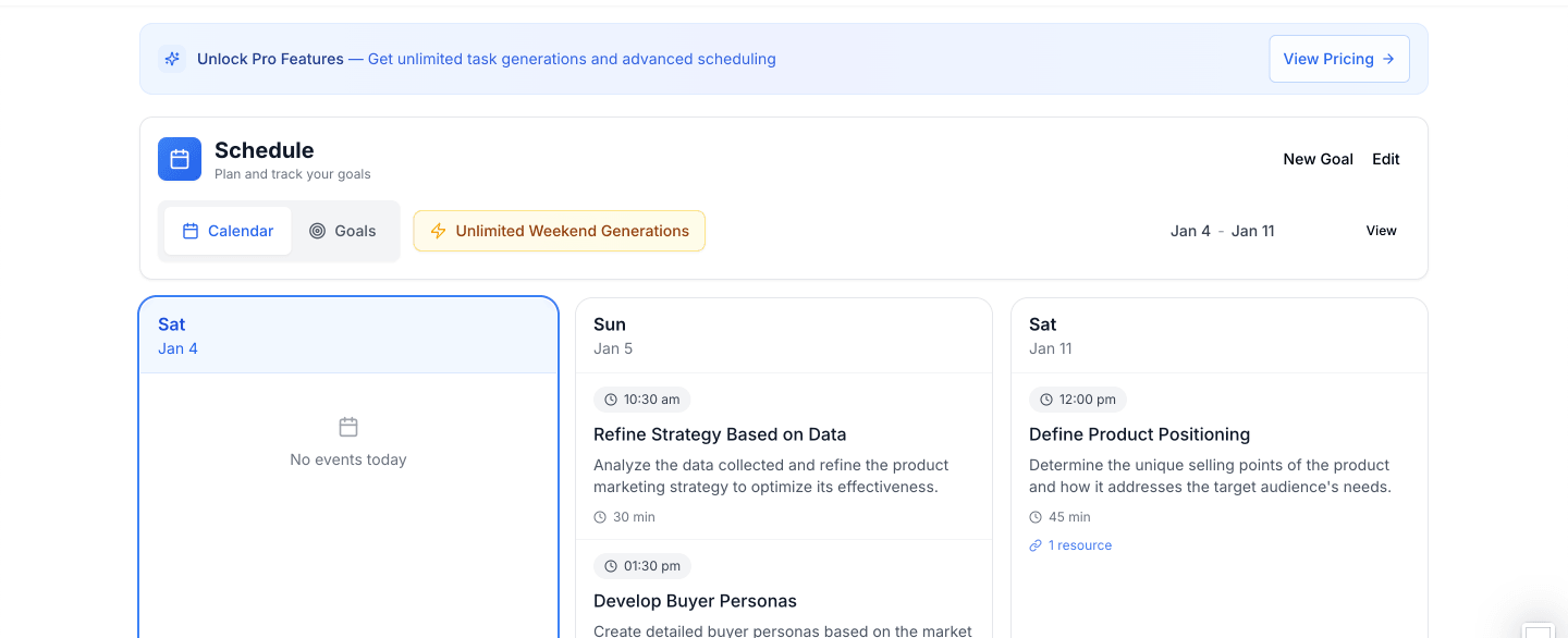 Modulo dashboard showing task management features